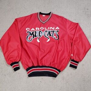 VTG Carolina Mudcats Jacket Mens XL Red Black USA DeLong Minor League Baseball